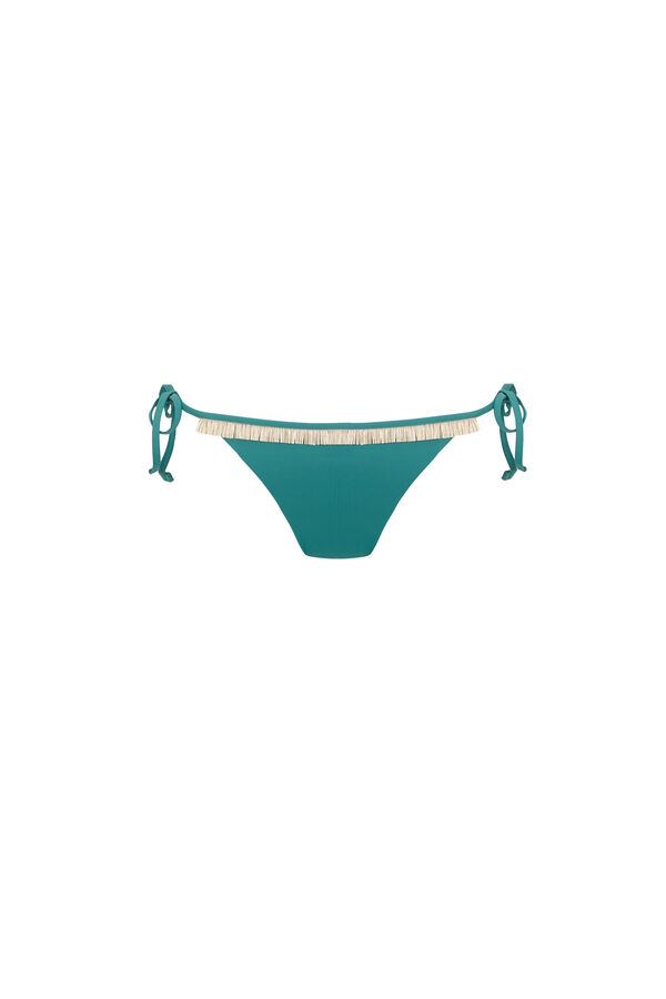 Womensecret Panty de bikini brasileña verde con flecos verde