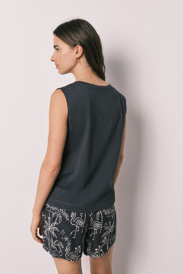 Women'secret Pijama corta de algod&oacute;n sin mangas Stitch gris