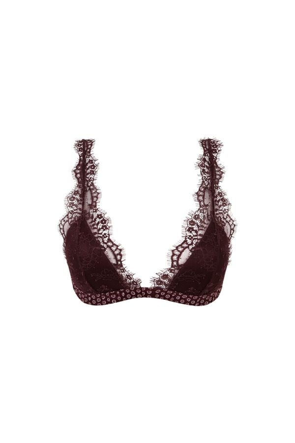 Women'secret Brasier halter con relleno de encaje burgundy p&uacute;rpura