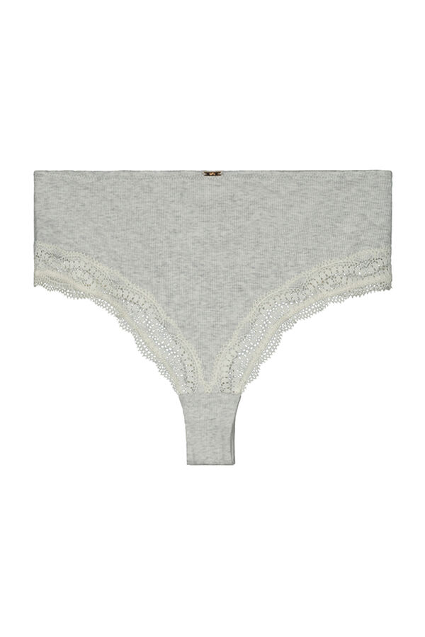 Womensecret Panty alto algodón y encaje gris gris