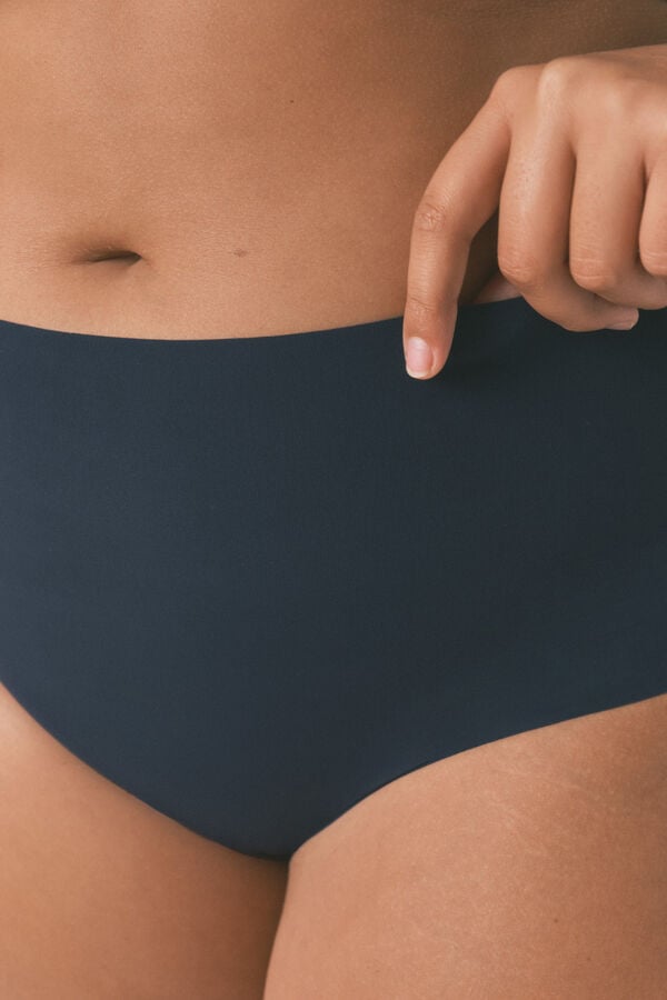 Women'secret Panty alta de microfibra azul oscuro azul
