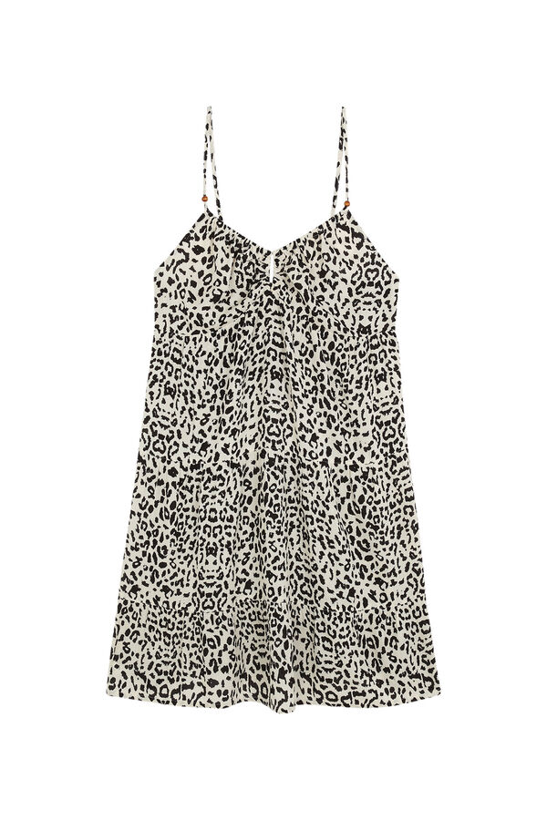 Womensecret Vestido corto con tirantes animal print negro