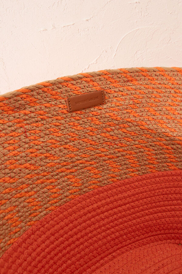 Womensecret Bolso de bolsa bolsa de playa de rafia naranja, bolsa naranja
