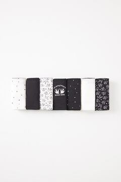 Womensecret Pack 7 panties clásicos algodón lisos y estampados B&W estampado