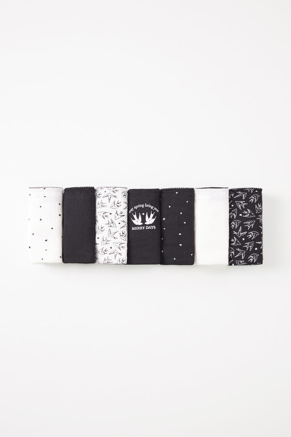 Womensecret Pack 7 panties clásicos algodón lisos y estampados B&W estampado