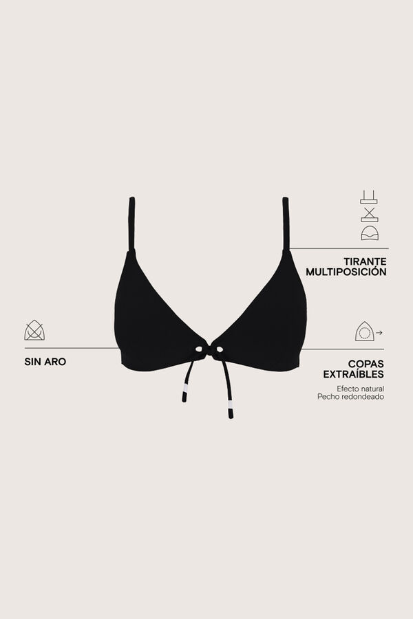 Womensecret Top de bikini triangular negro sin varilla negro