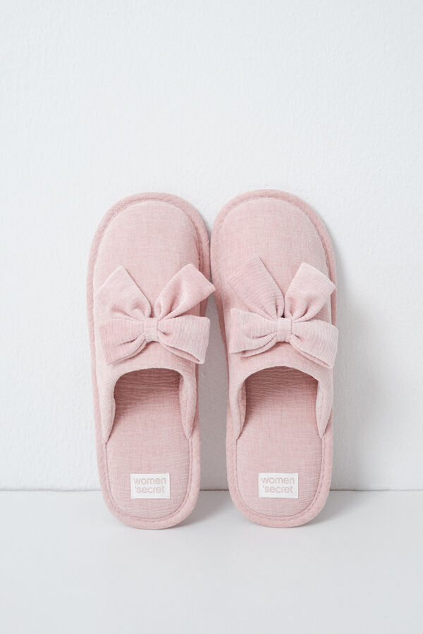 Women'secret Pantunflas lazo terciopelo rosa rosa