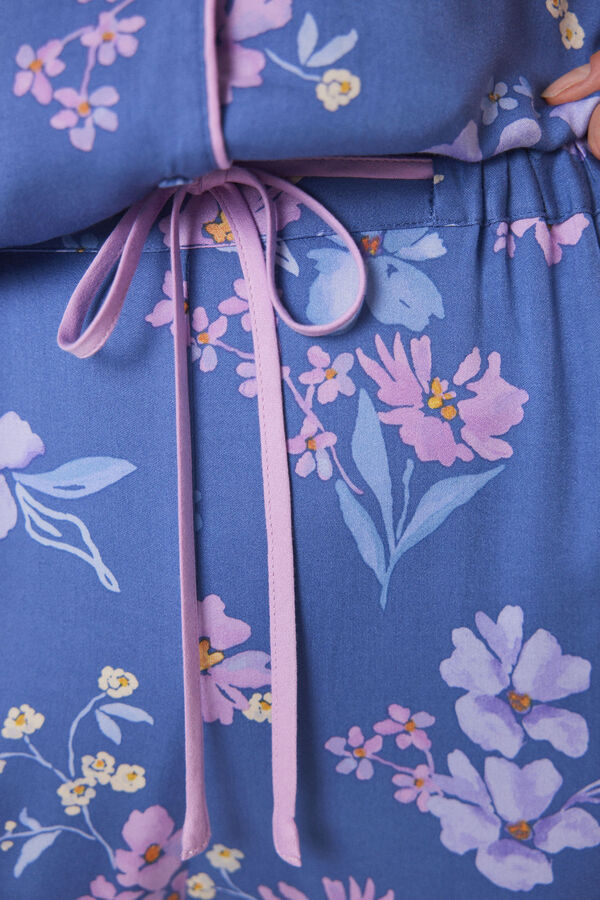 Womensecret Pijama camisera soft touch azul flores azul