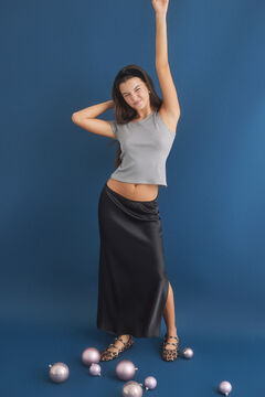 Womensecret Top asimétrico lurex gris gris