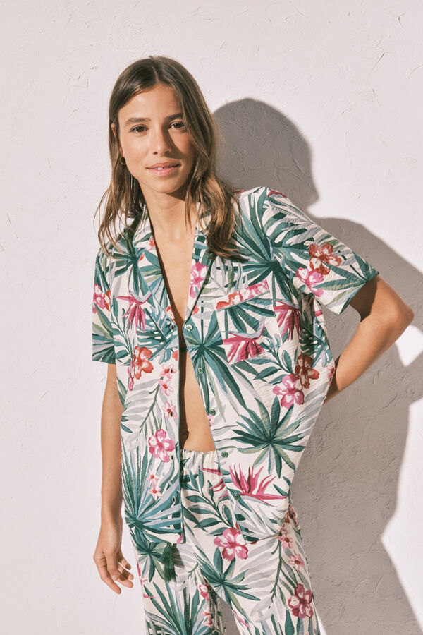 Women'secret Pijama camisera larga Capri verde