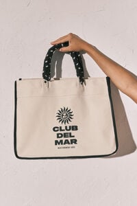 Women'secret Bolsa grande estampada de lona beige