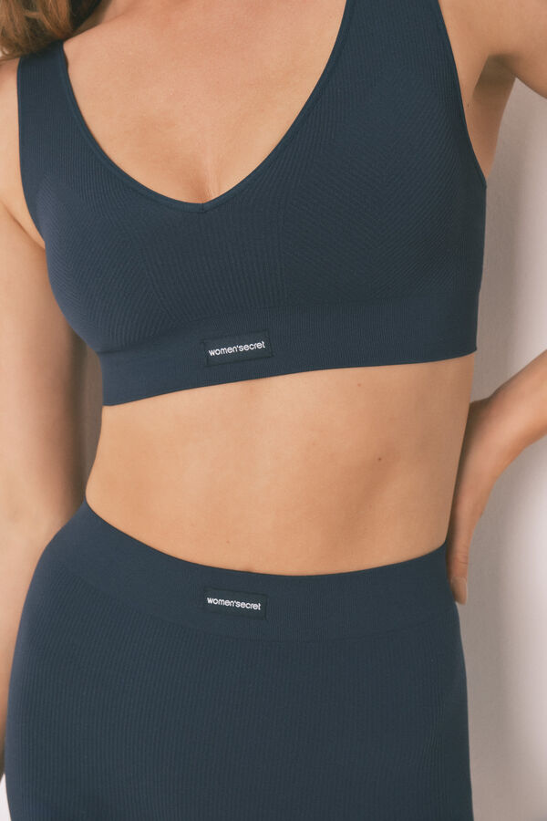 Womensecret LOVELY top sin costuras costuras de canalé azul oscuro azul
