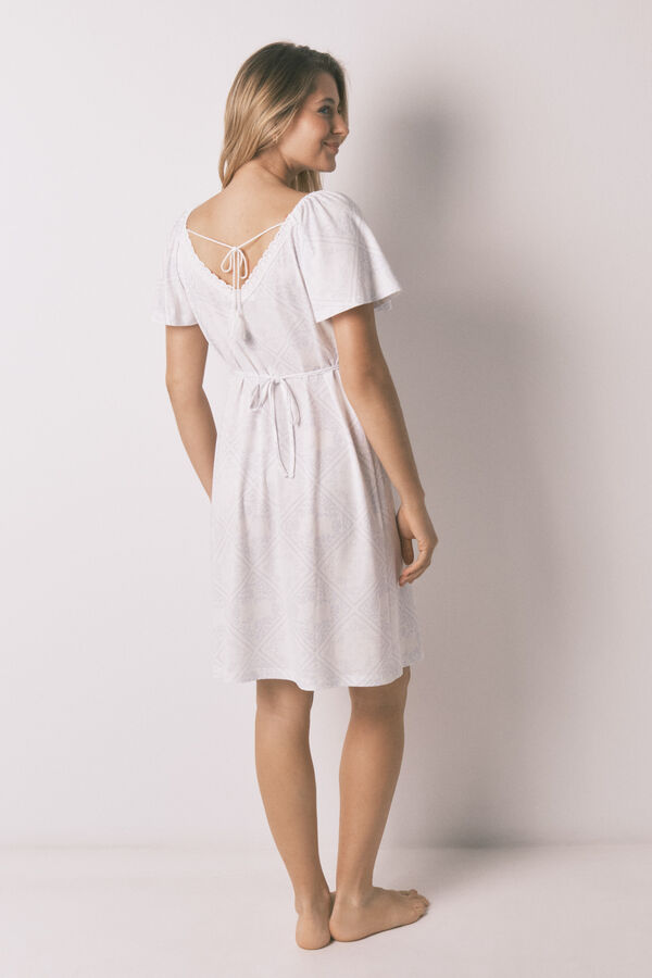 Women'secret Camis&oacute;n maternity con olanes de algod&oacute;n azul estampado