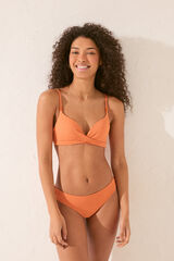 Womensecret Panty de bikini clásica fruncida en color naranja naranja