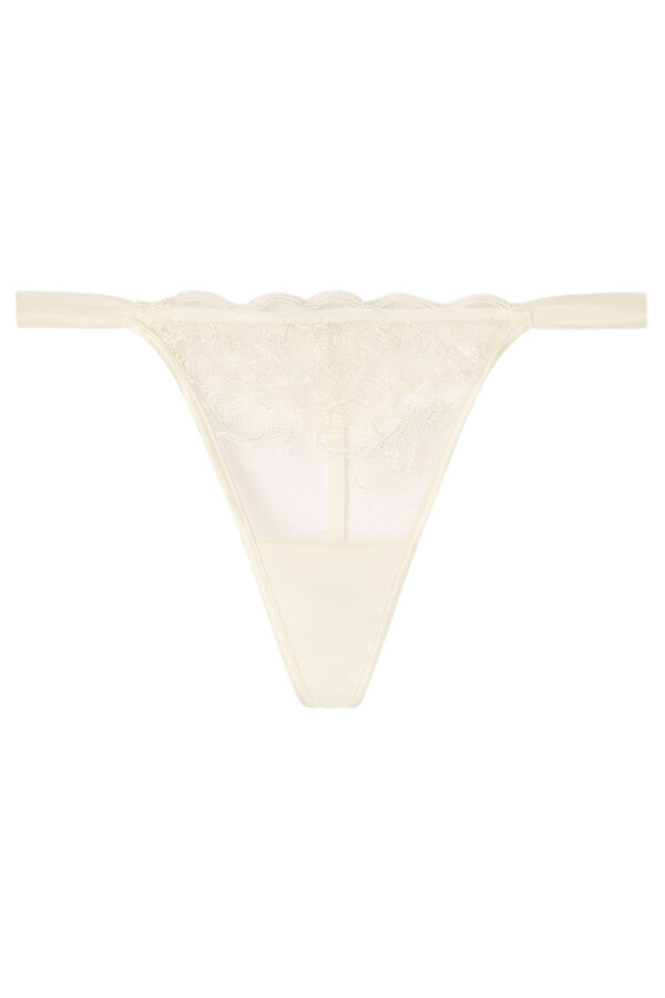 Womensecret Tanga clásica tul y encaje blanco marfil