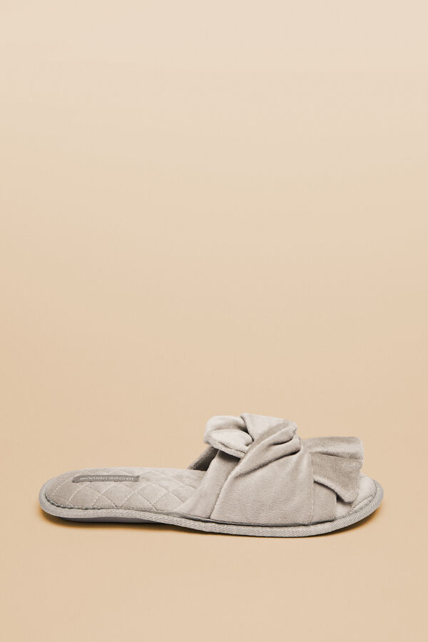 Womensecret Pantuflas terciopelo gris gris