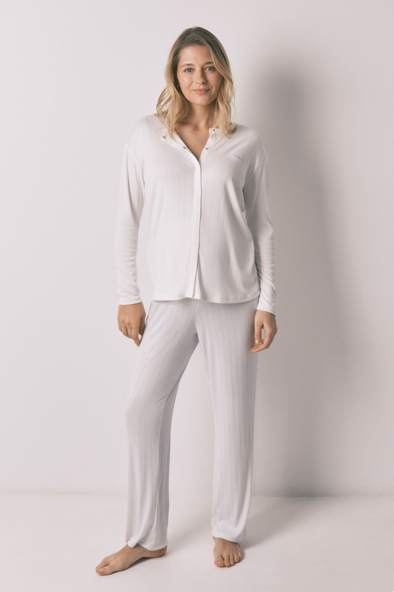 Women'secret Pijama larga "maternity" de tejido azul