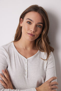 Womensecret Playera manga larga canalé gris gris