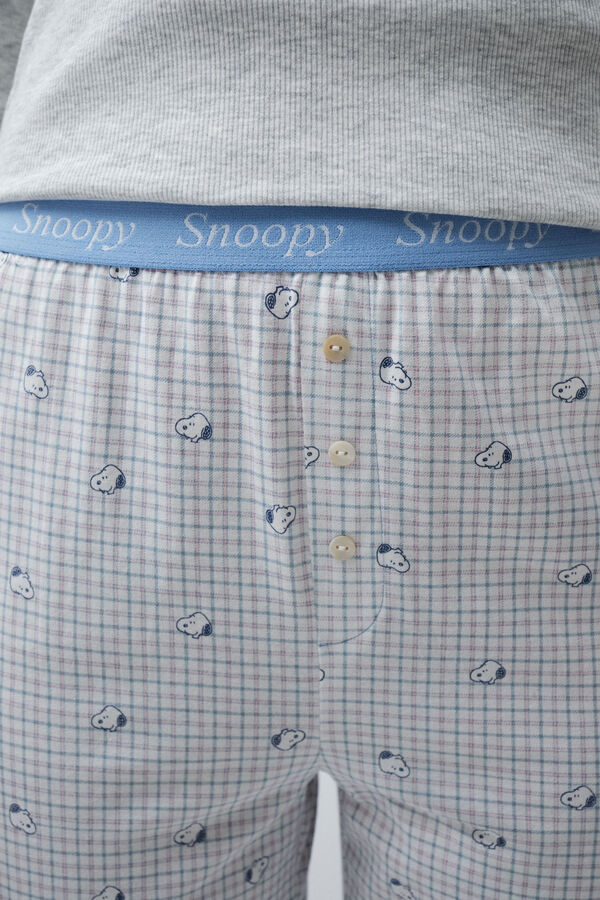 Women'secret Pijama larga de algod&oacute;n Snoopy de franela gris
