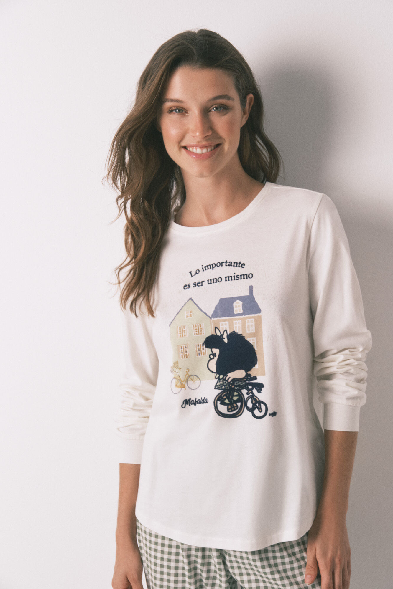 Women'secret Pijama larga Mafalda blanco 100% algod&oacute;n