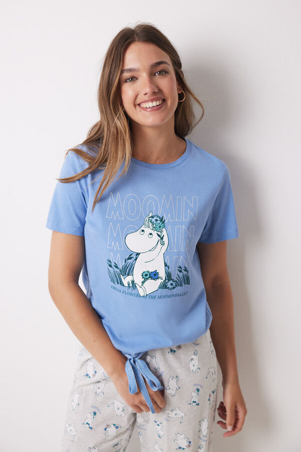 Womensecret Pijama larga Capri 100% algodón Moomin azul