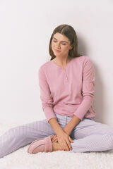 Women'secret Pantalón pitillo 100% algodón con estampado geométrico rosa