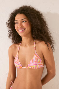 Womensecret Top de bikini triangular con patchwork de lúrex estampado