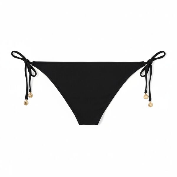 Women'secret Panty de bikini cl&aacute;sica con tiras negra negro
