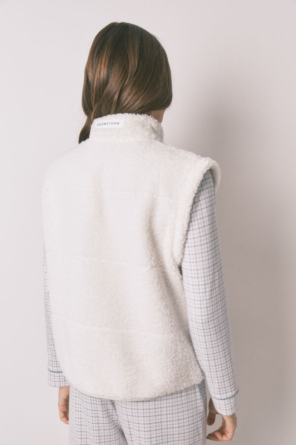 Women'secret Chaleco short de borrego bordado en blanco blanco