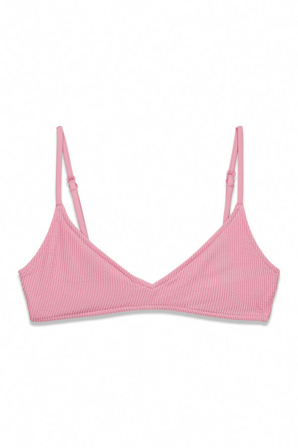 Women'secret Top bikini triangular textura crinkle rosa rosa