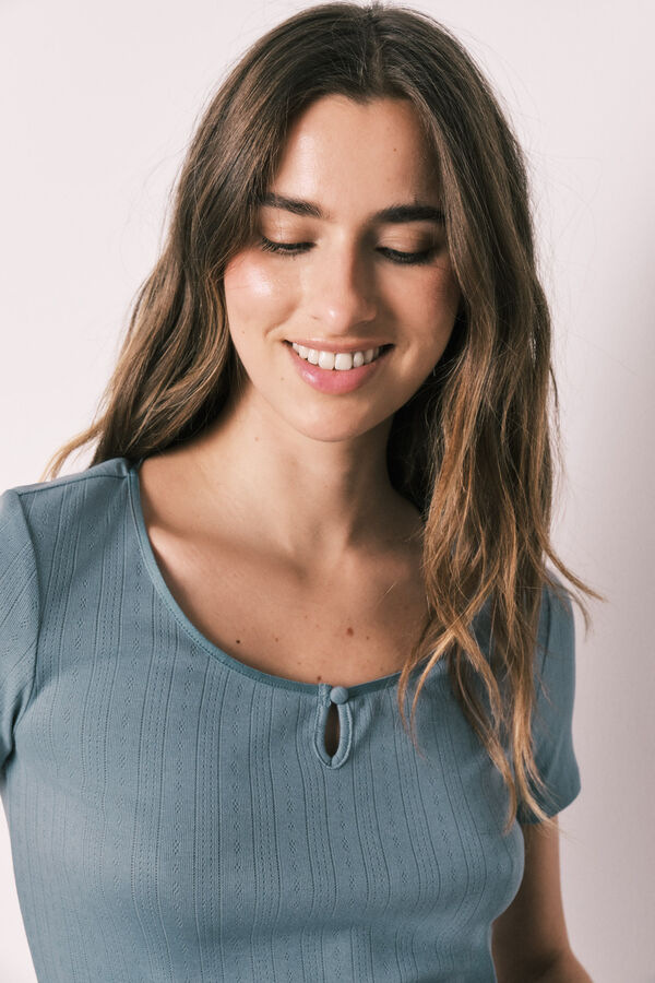 Women'secret Pijama estampada de rayas verde azul