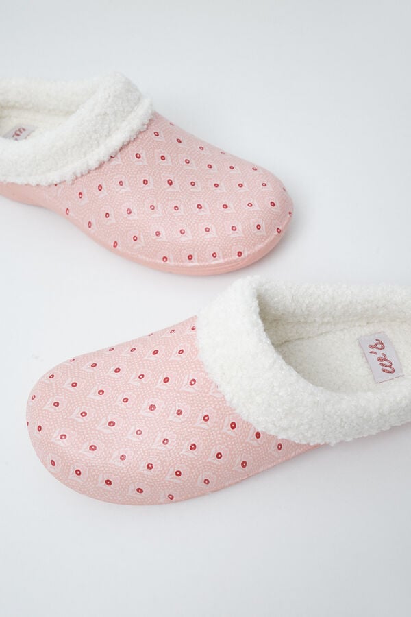 Women'secret Pantunflas zueco forrado rosa
