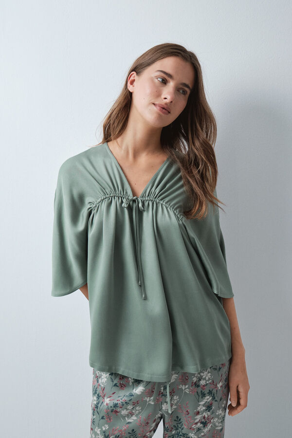 Women'secret Pijama capri camisola verde kaki