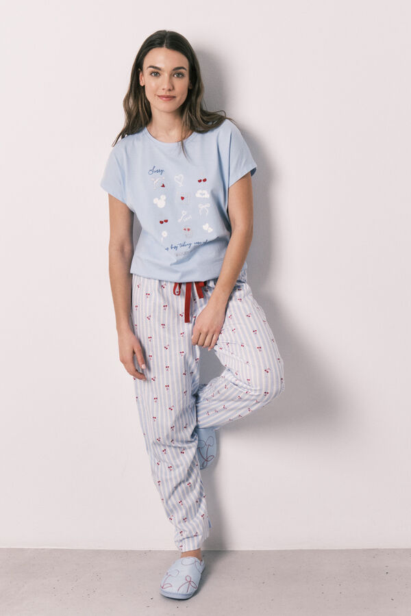 Women'secret Pijama larga manga corta de algod&oacute;n Mickey azul