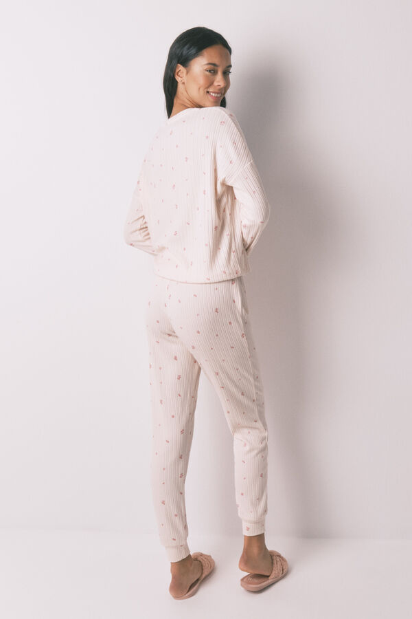 Women'secret Pijama largo de viscosa con estampado floral rosa rosa