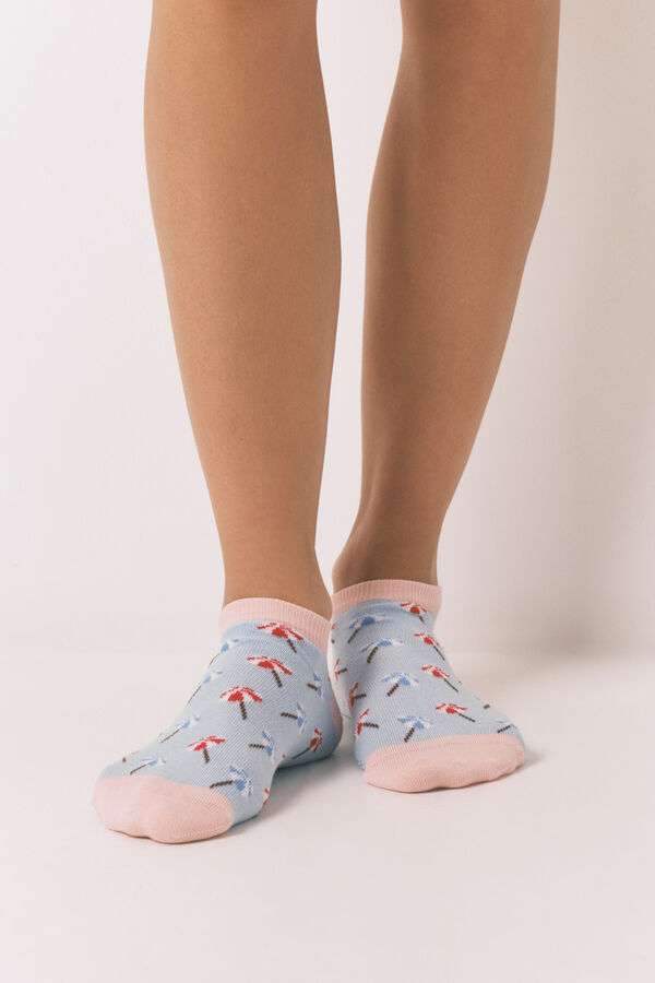 Womensecret Pack de 3 calcetines short con estampado de playa estampado