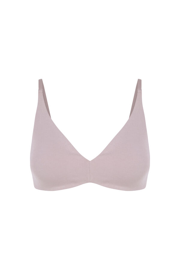 Women'secret Brasier triangular de algodón beige nude