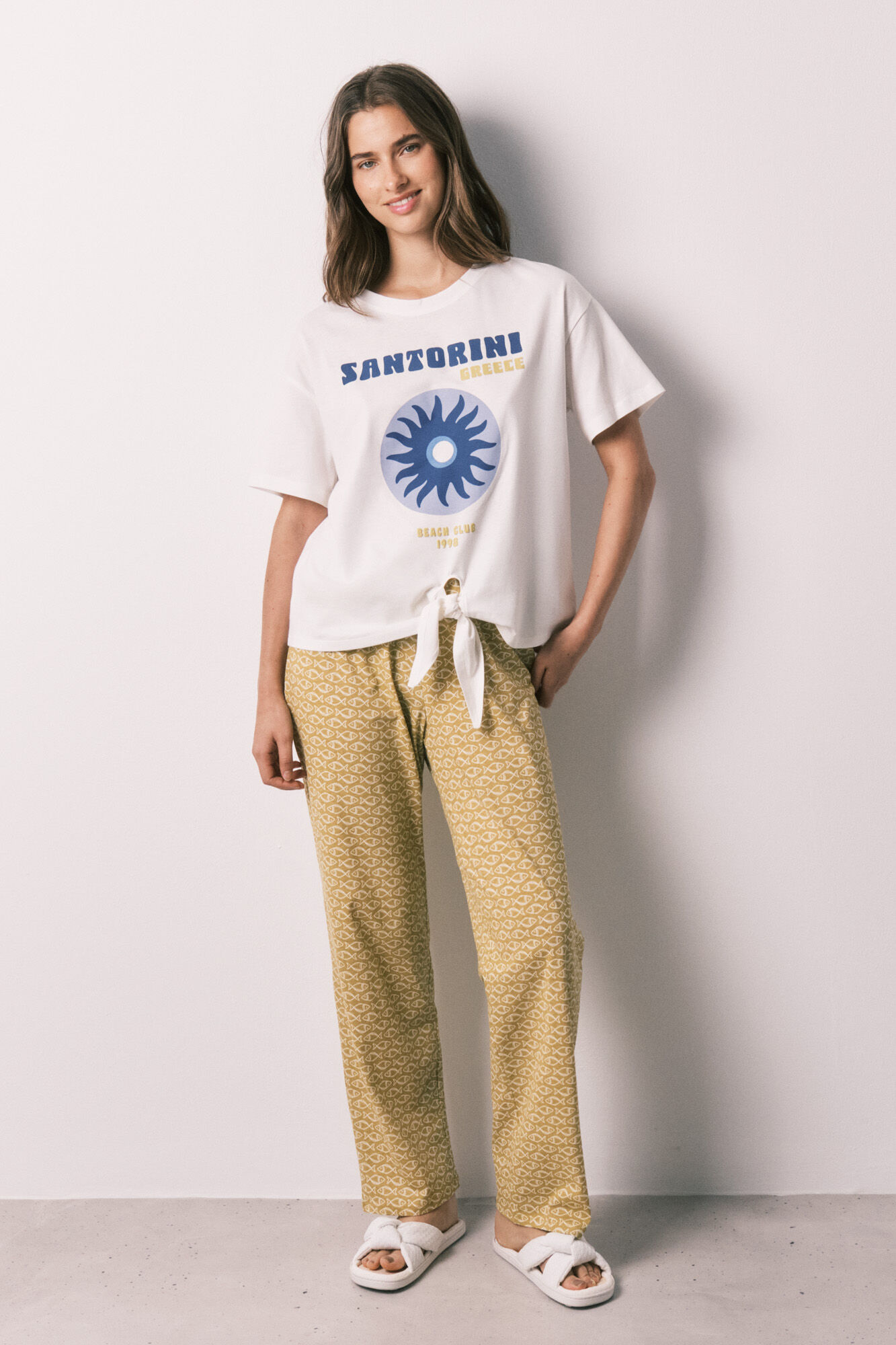 Women'secret Pijama larga de algod&oacute;n Santorini