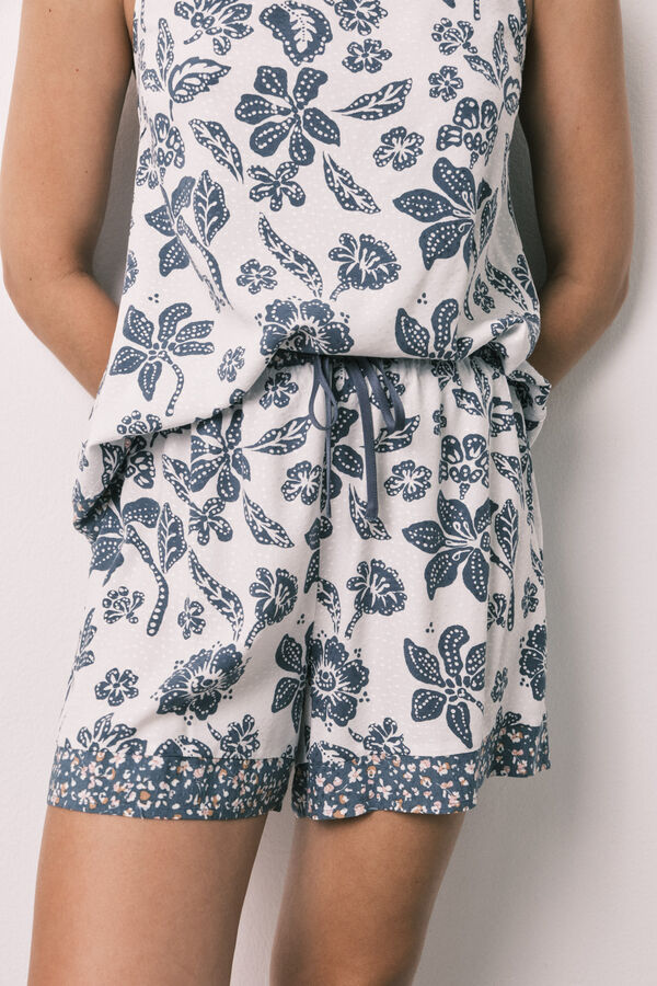 Women'secret Pijama corta de tirantes con estampado floral marfil