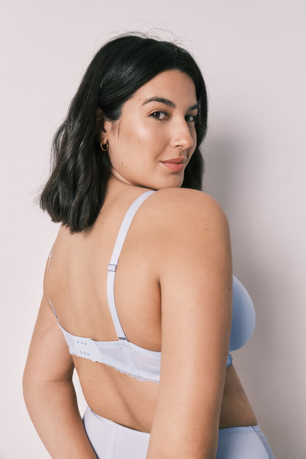 Women'secret Brasier cl&aacute;sico de microfibra y encaje azul BEAUTIFUL azul