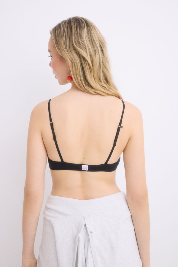 Womensecret Sujetador Seamless triangular negro copas extraíbles negro