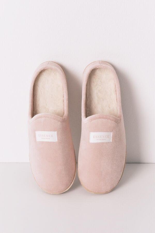 Womensecret Pantuflas para casa de velour rosa rosa