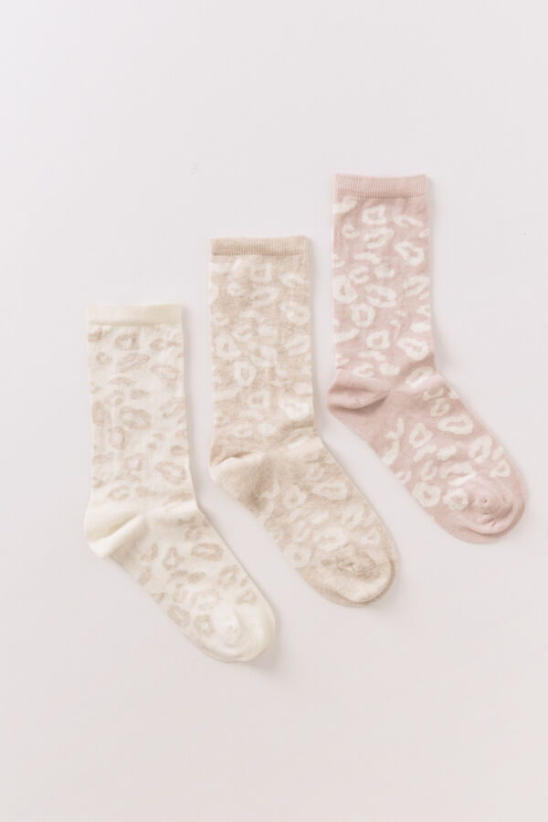 Women'secret Pack de 3 calcetines largos de leopardo  estampado