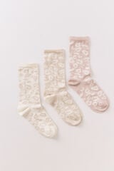 Women'secret Pack de 3 calcetines largos de leopardo estampado