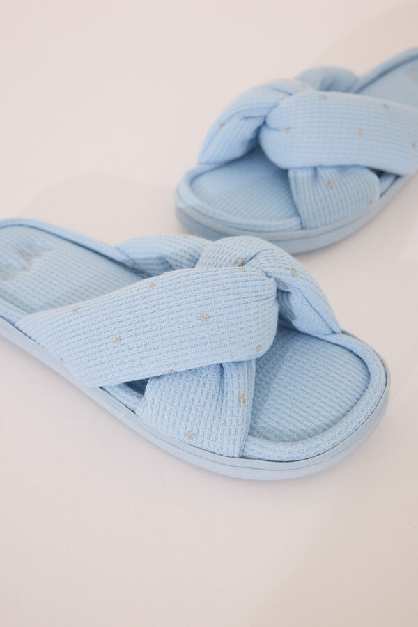Womensecret Pantufla de ducha con nudo azul tipo gofre azul
