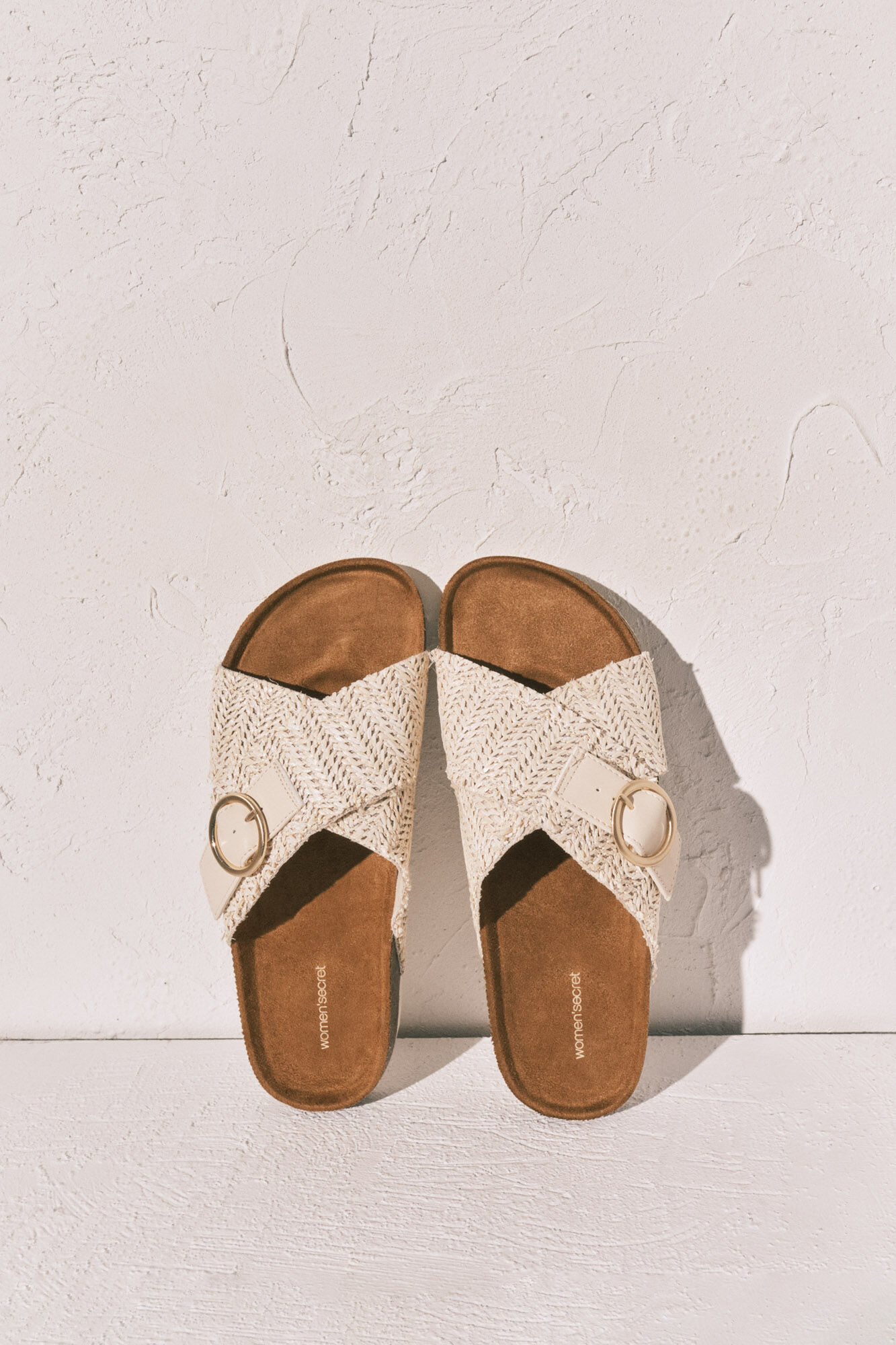 Women'secret Sandalias bio de tiras cruzadas blanco
