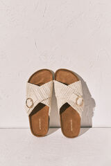 Women'secret Sandalias bio de tiras cruzadas blanco caf&eacute;