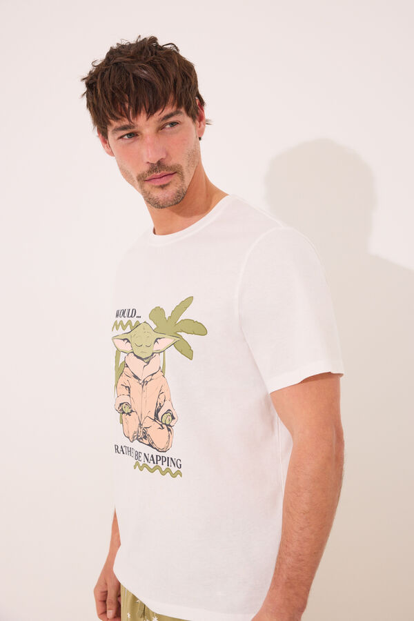 Womensecret Pijama short de algodón de Yoda gris gris