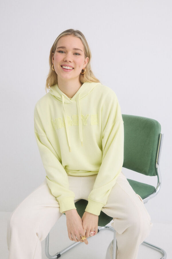 Womensecret Sudadera capucha felpa algodón amarillo amarillo