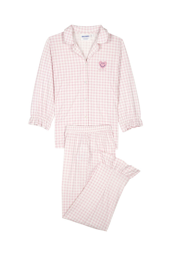 Womensecret Pijama camisera larga 100% algodón rosa cuadros rosa
